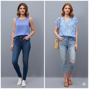 2 Blouse-Banana Republic Blue Sz L